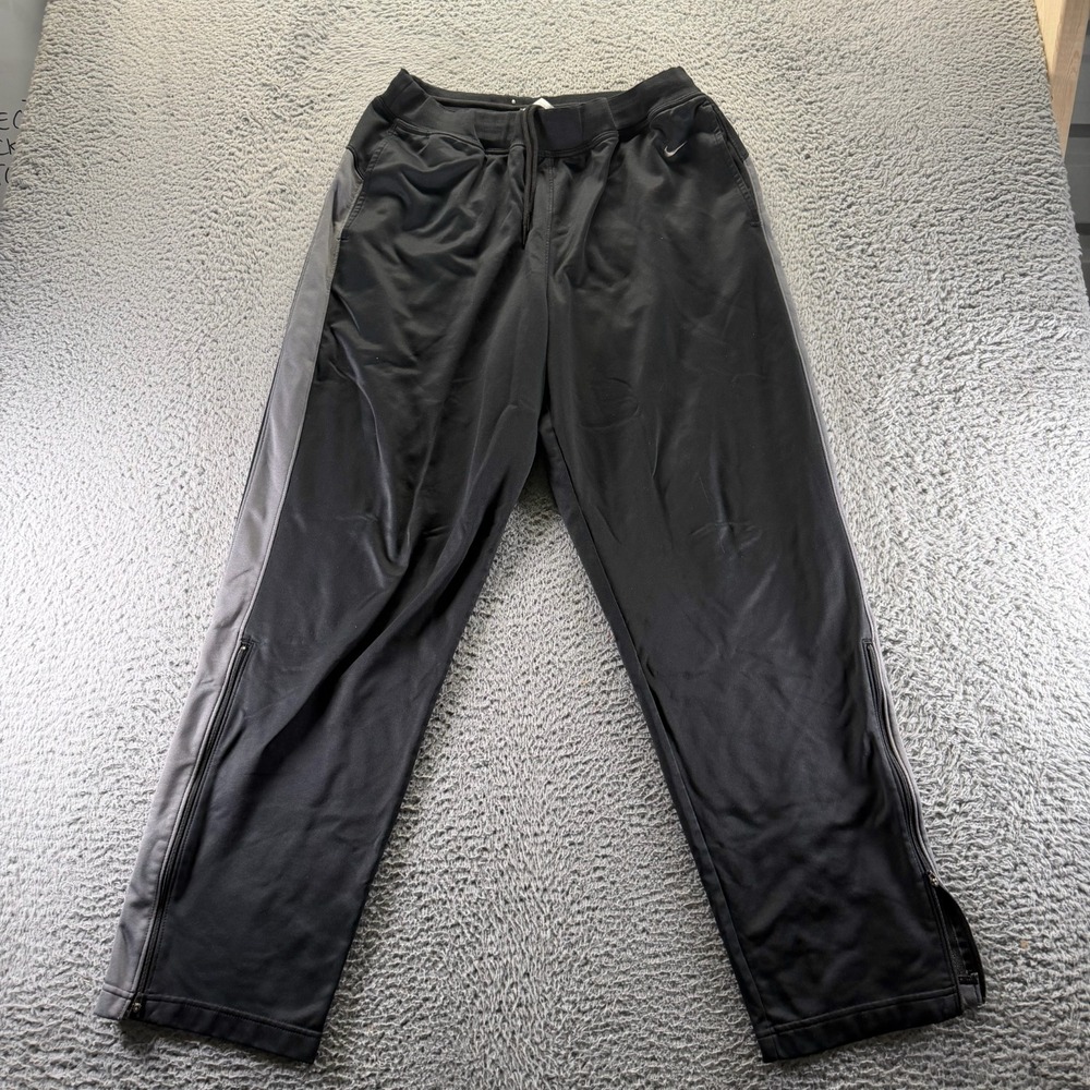 Vintage Nike Sweatpant Mens XL Black Polyester Fleece Lined Straight Performance